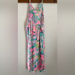 Lilly Pulitzer Margot Dress HOT ON THE SCENE pink floral tassels sz L